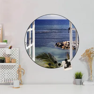 Produktbild von Design Stahlmagnettafel Schwarz Rund 47cm Fensterpanorama