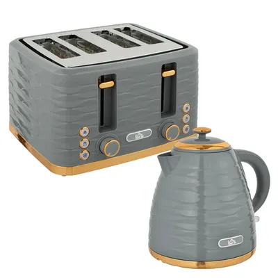 Produktbild von Frühstücksset,2-in-1 Toaster und Wasserkocher Set,1,7L Wasserkocher 4 Scheiben Toaster,7 Bräunungsstufen,Auftau- und Aufwärmfunktion