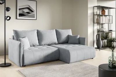 Produktbild von Ecksofa Schlafsofa CANIO Stoff Monolith Hellgrau Ottomane Rechts