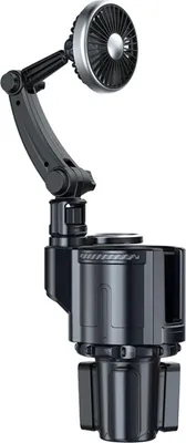Zdjęcie produktu dla Wielofunkcyjny uchwyt na kubek z wiatrakiem i podświetleniem, 3-stopniowa regulacja prędkości, obsługa „plug and play”, rozkładana podstawa do samochodów z zasilaniem 12 V/24 V