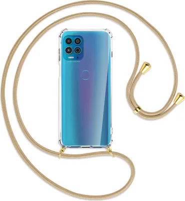Produktbild von Handykette Backcover-Schutzhülle mit Band (Metall goldfarben) für Motorola Moto G100 - caramel