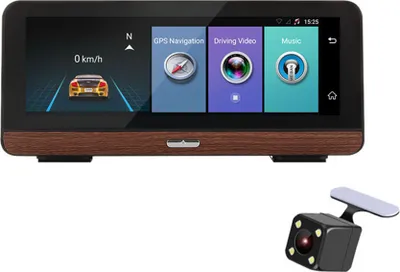 Productafbeelding van Auto-GPS-navigatiesysteem met tracker, 4G, 8-inch scherm, DVR, achteruitrijcamera met dubbele lens, Android videorecorder, zwart