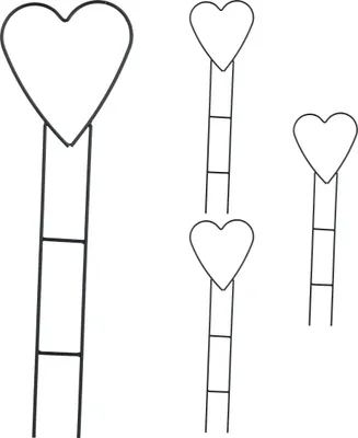 Image de Relaxdays - Support pour plantes en forme de cœur, lot de 4, métal, support d'escalade, pour plantes en pot et d'intérieur, H x l : 48 x 14,5 cm, tuteur, noir