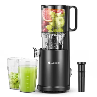 Produktbild von AOBOSI  Entsafter mit 126 MM Einfüllöffnung, 1,8 L Slow Juicer mit Dreifachem Filter, Entsafter für Gemüse und Obst, Leicht zu Reinigen, Silber