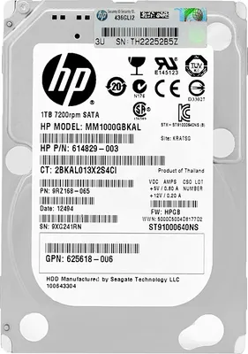 Immagine prodotto di Disco rigido HP MM1000GBKAL 1 TB 64Mb Cache 7200Rpm SATA III 2,5" 614829-003