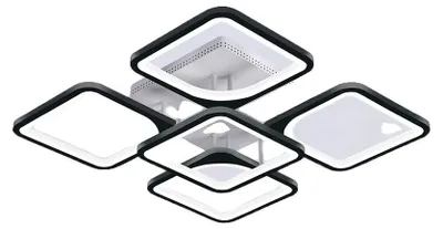 Immagine prodotto di Lampada da soffitto, dimmerabile, con telecomando, nera, a 5 luci