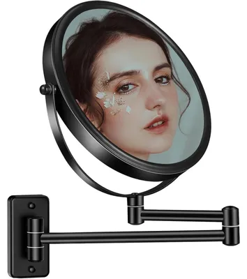 Produktbild von Kosmetikspiegel Wandmontage 8 Zoll 1X/10X Vergrößerung 360° schwenkbar Schwarz