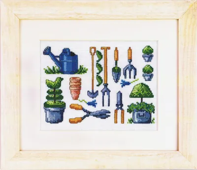 Produktbild von Permin Kreuzstich Stickpackung "Gartenbild I", Zählmuster, 28x32cm, 12-9436