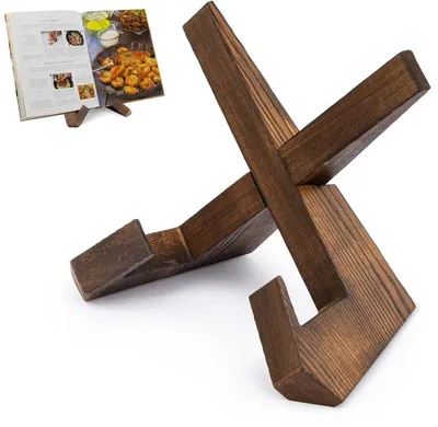 Produktbild von Holz-Bücherständer – Kochbuchhalter, Tablet-Ständer, kompakt & langlebig