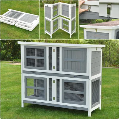 Produktbild von Hasenstall XL Linus faltbar grau 120x50x104 cm