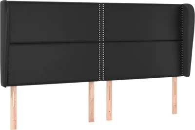 Obrázek produktu pro vidaXL Čelo postele s ušima černé 203x23x118/128 cm Imitace kůže