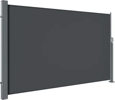 Produktbild von Faziango Seitenmarkise 300 x 160 cm Ausziehbar Windschutz, Sichtschutz für Balkon & Terrasse, Seitenrollo mit Wandhalterung Sonnenschutz - Schwarz Markise