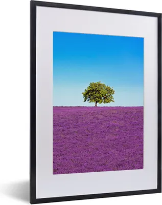 Produktbild von MuchoWow® Gerahmtes Poster Baum - Lila - Himmel - Lavendel 30x40 cm - Poster mit Schwarzem Bilderrahmen Wandposter Rahmen Foto Bilder - Wandposter Schlafzimmer