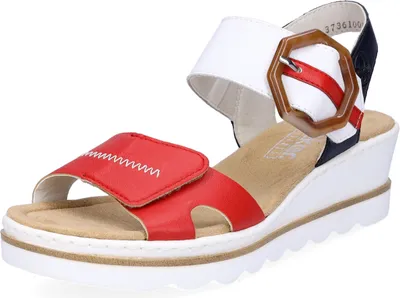 Produktbild von Rieker Damen Sandale Sandalette Schnalle Plateau Keilabsatz 67476, Größe:39 EU, Farbe:Rot