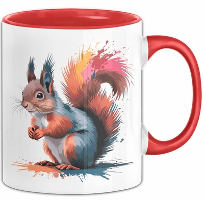 Produktbild von Eichhörnchen Tierliebhaber Tasse Geschenk Lustige Geschenkidee Spruch (Rot)