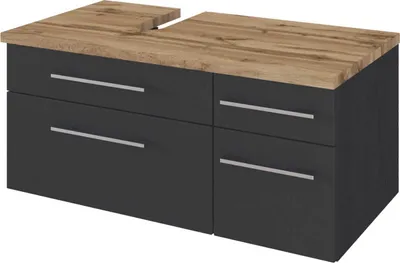 Produktbild von Waschtischunterschrank 90 cm,  Siphonausschnitt Links TAREE-03 in matt grau