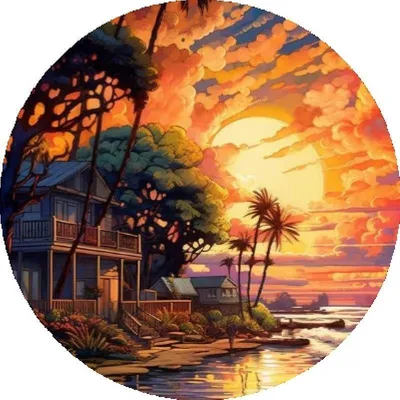 Immagine prodotto di Dipingere con i numeri: Casa sull'oceano, rotonda, 40 cm