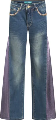 Produktbild von Jeans Violett Flared Leg mit Beinapplikationen, Ketten-Details und mittlerer Waschung