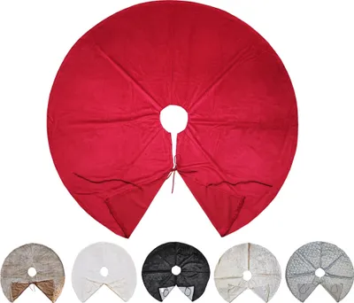 Produktbild von Kuschlige Christbaumdecke Rund Ø 120cm Weihnachtsbaumdecke Weihnachtsbaum Decke Tannenbaum Unterlage, Farbe:Rot / Samt