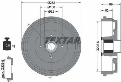 Produktbild von 2x TEXTAR 94038900 Bremstrommel Hinterachse