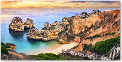 Produktbild von Tulup® Leinwandbild - 140x70 cm - Wandkunst - Drucke auf Leinwand - Leinwanddruck  - Landschaften - Mehrfarbig - Lagos Portugal