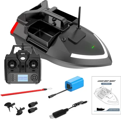 Produktbild von GPS Angelkoederboot 500m Ferngesteuertes Koederboot Dual Motor Fish Finder 2KG Ladeunterstuetzung Automatische Kreuzfahrt/Rueckkehr/Routenkorrektur mit Nachtlicht-Blinker zum Angeln