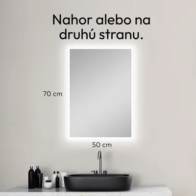 Obrázok produktu pre Kúpe??ové zrkadlo s osvetlením TALOS - Kúpe??ové zrkadlo 50 x 70 cm - LED zrkadlo so svetelným rámom - vhodné do vlhkých miestností v?aka hliníkovému rámu