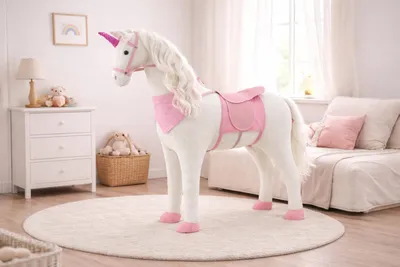 Produktbild von Sweety Toys 10387 Plüsch EINHORN XXL "MAGICAL UNICORN" ca.105cm Kopfhöhe bis 80 kg belastbar Plüsch-Stehpferd