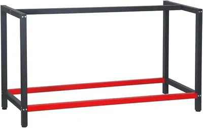 Imagen del producto de Silecomplaza: Estructura de banco de trabajo de acero, 150 x 57 x 81 cm. Estructura de banco de trabajo en color antracita/rojo. Estructura de mesa con capacidad máxima de 200 kg, apta para uso como banco de trabajo, mesa de trabajo y aparador