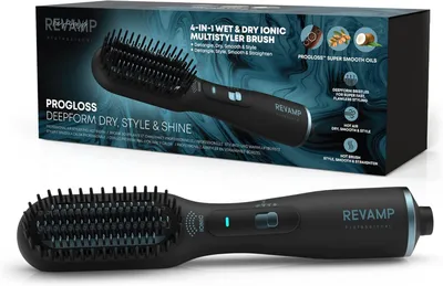 Produktbild von Haarglätter-Bürste, Keramik-Heizbürsten-Styler – 2-in-1 Trocken & Stylen, Warmluft für nasses Haar, Glättbürste für trockenes Haar mit pflegenden