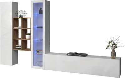Produktbild von Wohnwand >Benevent< (4-teilig) in Weiß Hochglanz - 320x180x30 (BxHxT)