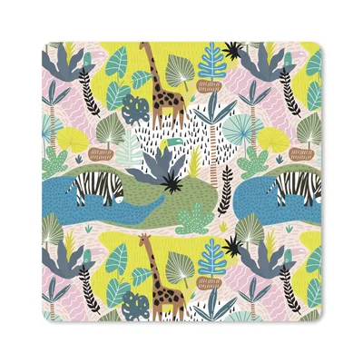 Produktbild von MuchoWow® Mauspad Mousepad Dschungel - Tiere - Pflanzen - Farben 30x30 cm - Mousepads - Maus Mat - Pad - Mausunterlage - Gaming