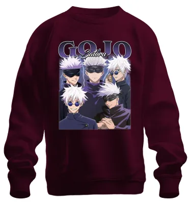 Produktbild von Gojo Satoru Jujutsu Kaisen Augenbinde weißes Haar Anime Sweatshirt Pullover, Burgundy, L