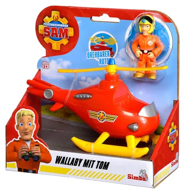Immagine prodotto di Simba Pompiere Sam Wallaby elicottero con figura di Tom