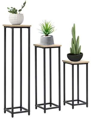 Produktbild von Pflanzenständer - Pflanzenhalter - Blumenständer - Pflanzenregale - Natürliches Holzoptik
