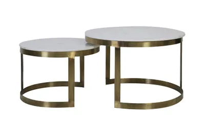 Produktbild von Light & Living - Couchtisch PERLATO - Ø75x47cm - Weiß - 2er-Set