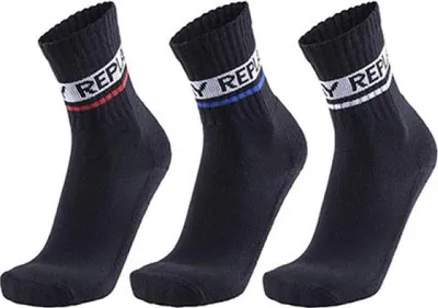 Obrázek produktu pro Replay C100634 | Tenisové ponožky (3 páry) 35/38 až 43/46 - barva: černá/černá/černá - velikost: 35/38