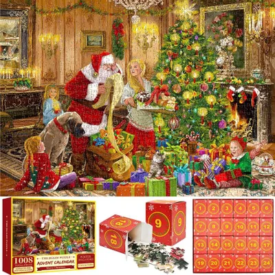Produktbild von Adventskalender Weihnachtspuzzle 1008 Teile 70 x 50 cm