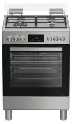 Immagine prodotto di Hotpoint Ariston H6G8LMSAWX cucina libera installazione inox, 60x60cm, piano gas, forno elettrico ventilato, 72Lt, classe A