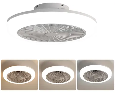 Produktbild von Zimilo 18 Zoll Deckenventilator mit Licht, Fernbedienung, reversibler DC Motor, dimmbar, 3 Lichtfarben, Timer, Nachtlicht, flach & blattlos, 46 cm
