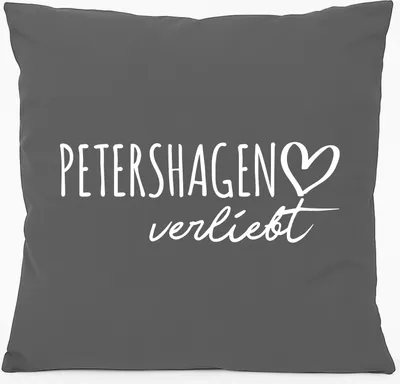 Produktbild von Huuraa Kissen Petershagen verliebt 40x40cm mit Füllung Steel Grey Baumwolle Dekokissen Geschenkidee