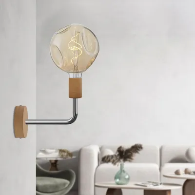 Image de Lampe Fermaluce Elle en bois avec ampoule Bumped