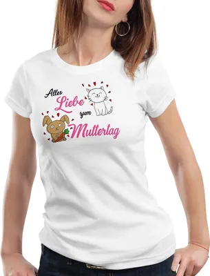 Produktbild von style3 Alles Liebe zum Muttertag Damen T-Shirt Kinderzeichnung Kinder, Farbe:Weiß, Größe:M
