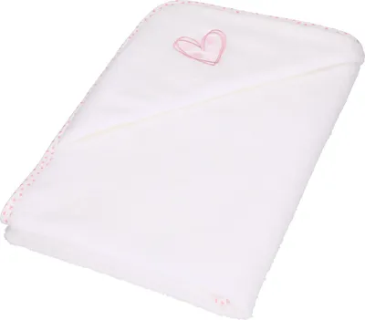 Produktbild von Betz 3tlg Kapuzentuch 85x85 cm Babyset HERZCHEN I 100% Baumwolle 1 Kinder Badetuch 1 Lätzchen 1 Waschhandschuh Baby Farbe - weiß-rosé