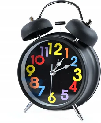 Zdjęcie produktu dla Czarny Budzik Dla Dzieci Kolorowa Tarcza Zegar Głośny Alarm