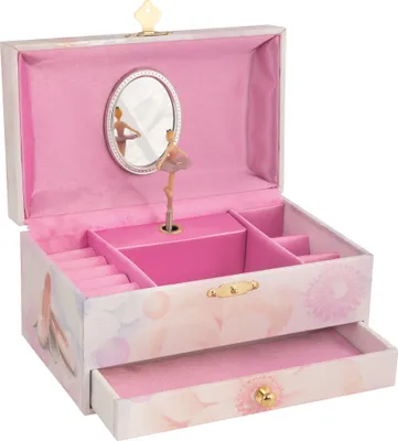 Produktbild von goki 15555 Musikspieldose Ballerina, Melodie: Schwanensee 19 x 11,2 x 9,8 cm, feste Pappe, rosa
