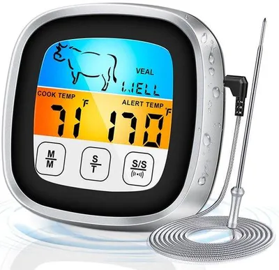 Productafbeelding van Digitale grillthermometer met touchscreen-display en LED-indicator, met een temperatuurbereik tot 300 °C, geschikt voor gebruik bij het grillen