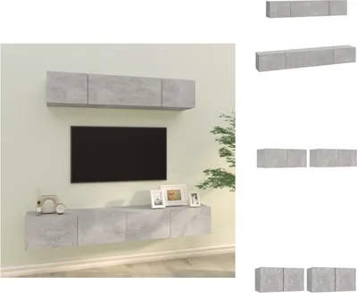 Produktbild von vidaXL 4-tlg. TV-Schrank-Set Betongrau Holzwerkstoff -  TV-Möbel