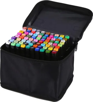 Image de 80 marqueurs de couleur à double tête - crayons faciles à colorer Marqueurs de dessin avec sac à main pour peindre