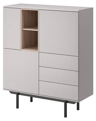 Produktbild von Highboard Inox Stauraumschrank 100x40x121cm grau / Jackson Hickory 3-türig